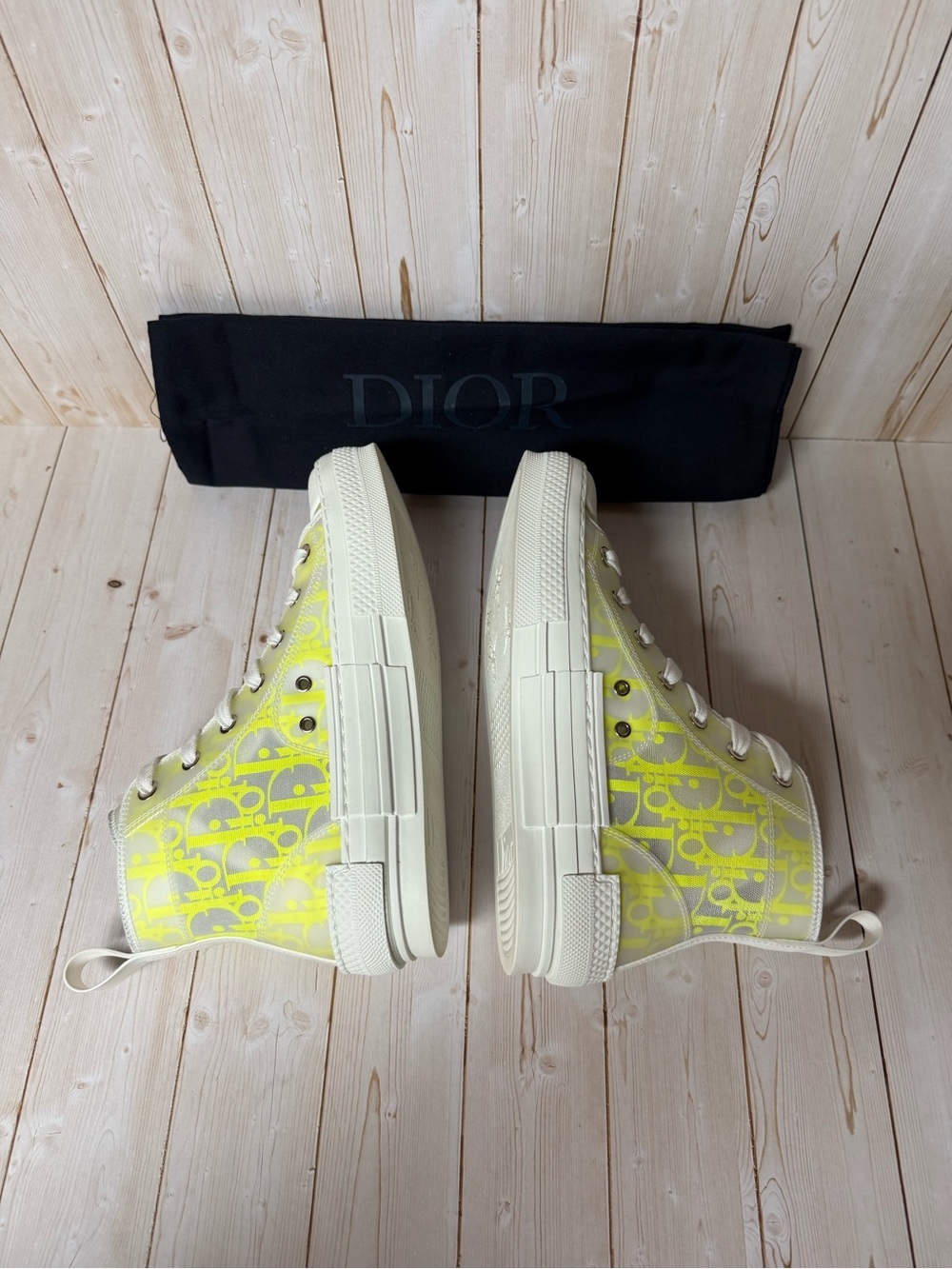Christian Dior B23 Technical Canvas Oblique High-Top Sneaker Yellow Sz 35 / 5 - Picture 11 of 14